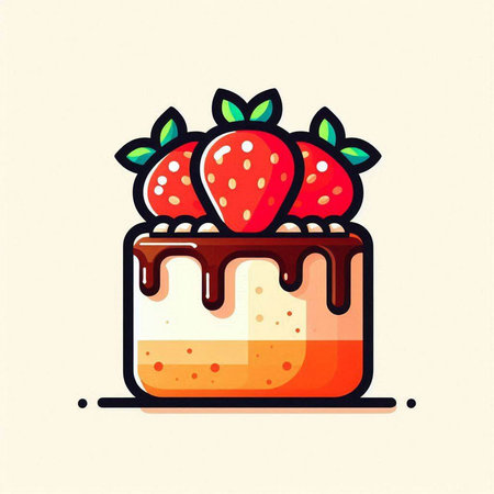 Strawberry cake icon, vector illustration. Flat design style.のイラスト素材