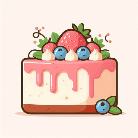 Cake with berries and cream, vector illustration, eps10のイラスト素材