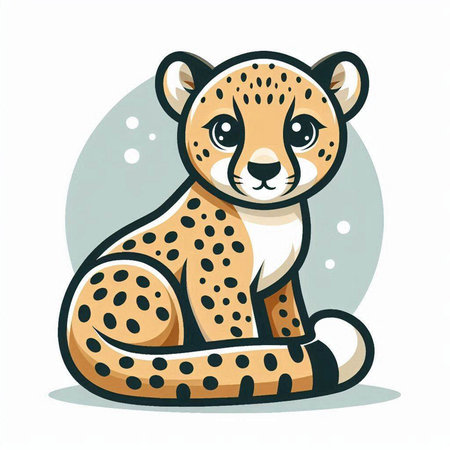Cute cheetah sitting on a white background. Vector illustration.のイラスト素材