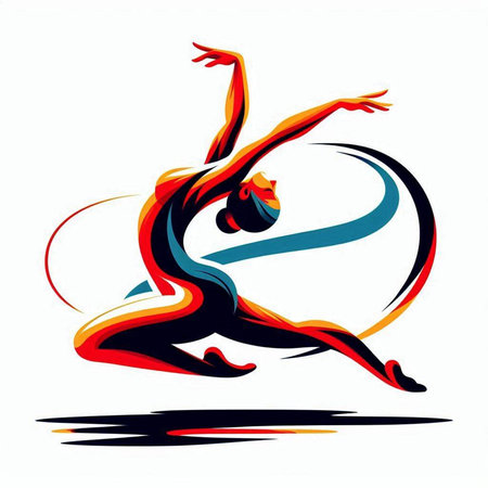 Ballet dancer with ball on white background, abstract vector art illustrationのイラスト素材