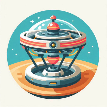 Retro style illustration of an alien spaceship in a flat design.のイラスト素材