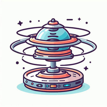 Vector illustration of UFO flying spaceship. Futuristic flying saucer.のイラスト素材