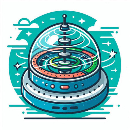 Vector illustration of futuristic virtual reality wheel. Future technology. Virtual reality concept.のイラスト素材