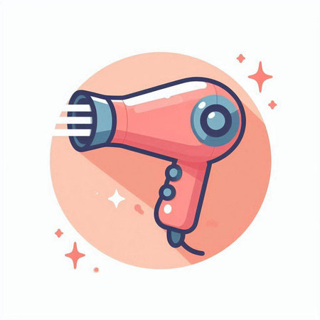 Hairdryer flat color icon. Hairdryer vector illustrationのイラスト素材