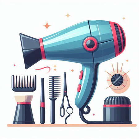 Hairdresser tools set. Vector illustration in cartoon style.のイラスト素材