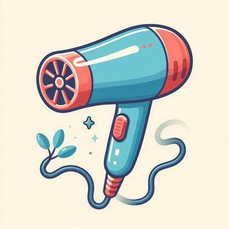Hair dryer vector illustration. Hand drawn doodle style.のイラスト素材
