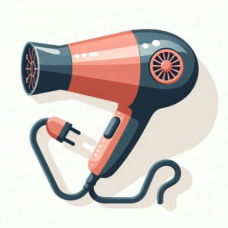 Hair dryer isolated on white background. Flat style vector illustration.のイラスト素材