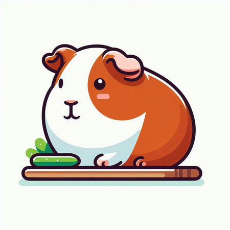 Cute guinea pig sitting on a table. Vector illustration.のイラスト素材