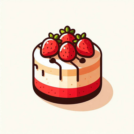 Strawberry cake icon. Vector illustration of a sweet dessert.のイラスト素材