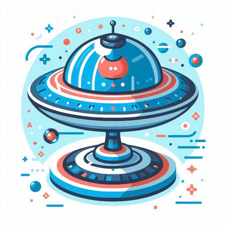 UFO. Vector illustration in flat cartoon style on a white background.のイラスト素材