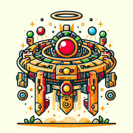 Vector illustration of fantasy robot. Isolated object on white background.のイラスト素材