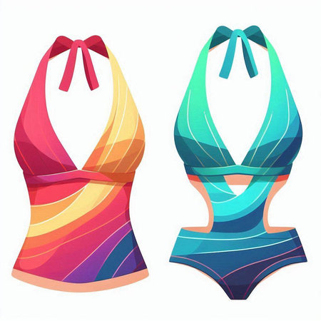 Colorful swimsuit isolated on a white background. Vector illustration.のイラスト素材