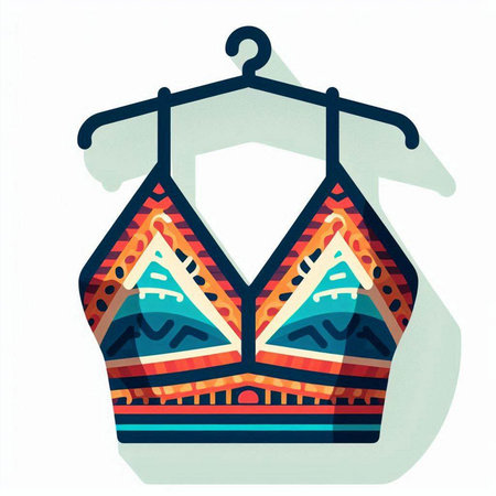 Illustration of a swimsuit on a hanger isolated on white backgroundのイラスト素材