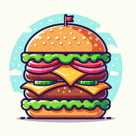 Illustration of a hamburger on a white background, vector illustrationのイラスト素材