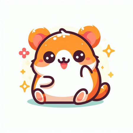 Cute hamster cartoon character. Cute animal vector illustration.のイラスト素材