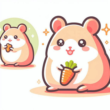 Hamster and carrot. Vector illustration of hamster with carrot.のイラスト素材