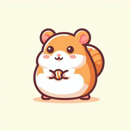 Cute hamster cartoon character vector illustration. Cute hamster mascot.のイラスト素材