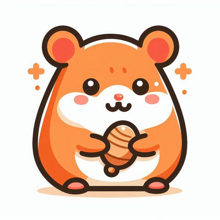 Cute hamster with acorn. Cartoon character. Vector illustration.のイラスト素材