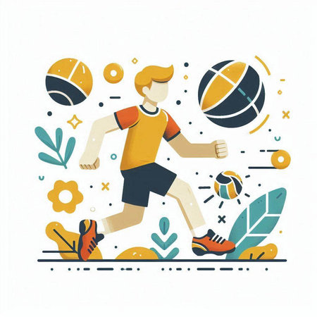 Running man. Sport and healthy lifestyle. Vector illustration in flat style.のイラスト素材