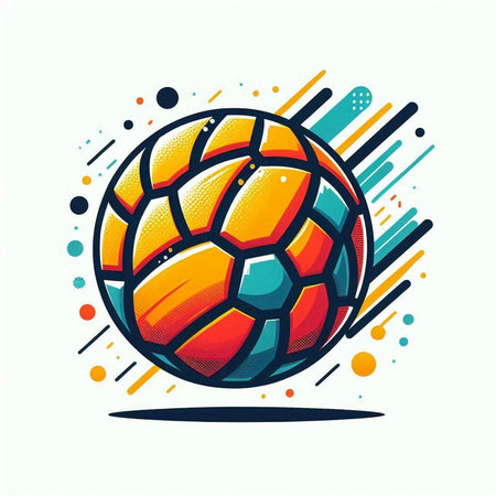 Soccer ball on a colorful background. Vector illustration in retro style.のイラスト素材