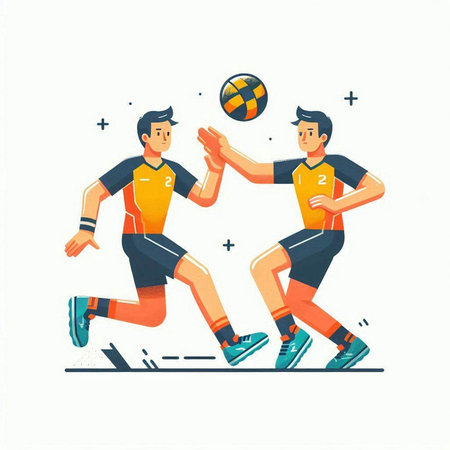 Soccer players in action isolated on white background. Flat style vector illustration.のイラスト素材