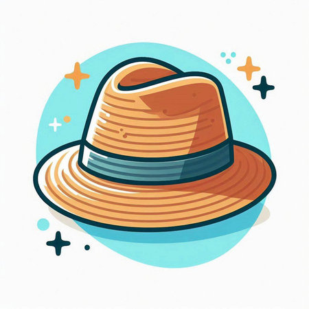 Straw hat isolated on white background. Vector illustration in flat style.のイラスト素材