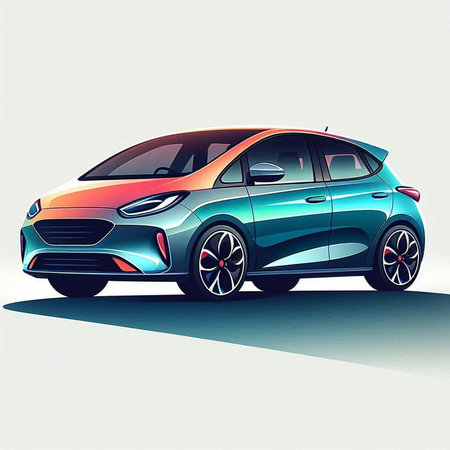 illustration of a modern car on white background, vector eps10のイラスト素材