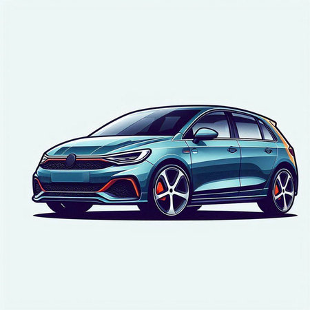 Sedan car vector illustration, front view, side view.のイラスト素材
