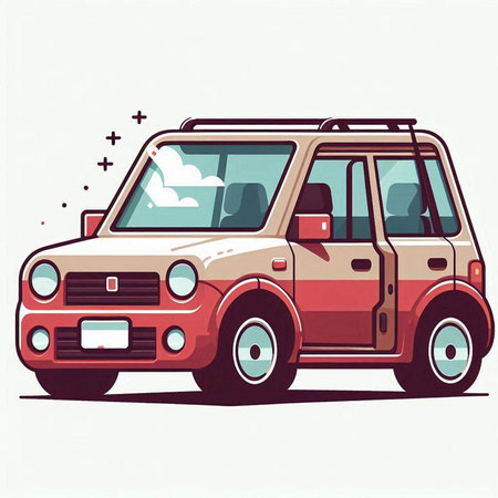 Vector illustration of a retro car on a white background. Vector illustration.のイラスト素材