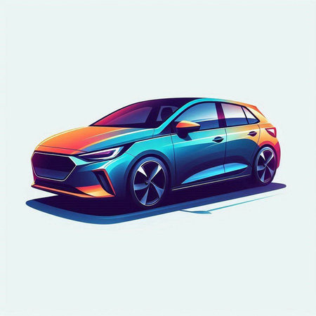 Illustration of a modern car on a light background. Vector illustrationのイラスト素材