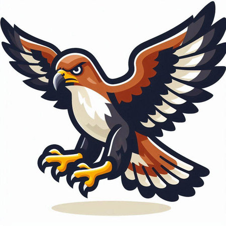Eagle with wings spread. Cartoon style vector illustration isolated on white background.のイラスト素材