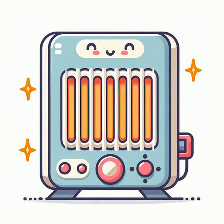 Cute cartoon heater. Vector illustration isolated on a white background.のイラスト素材