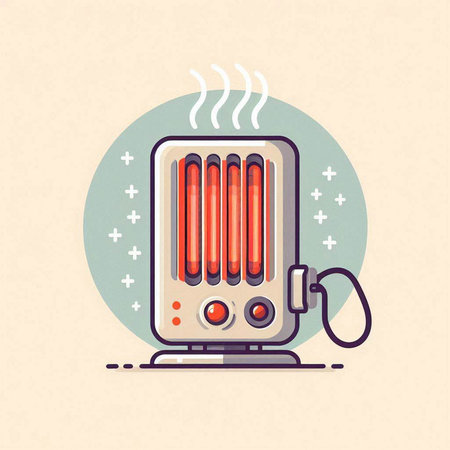 Vector illustration of electric heater in flat style. Electric heater for heating.のイラスト素材