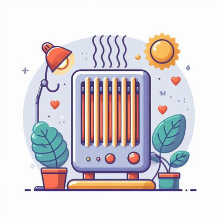 Illustration of heater in flat design style. Vector illustration of heating system.のイラスト素材