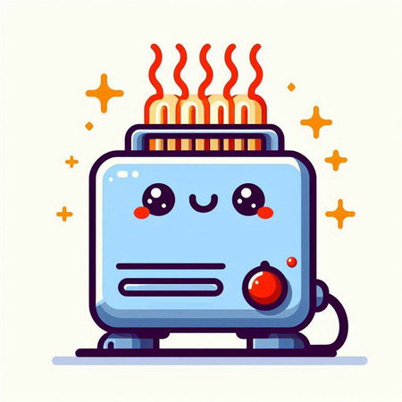Cute electric stove character. Vector illustration in flat cartoon style.のイラスト素材