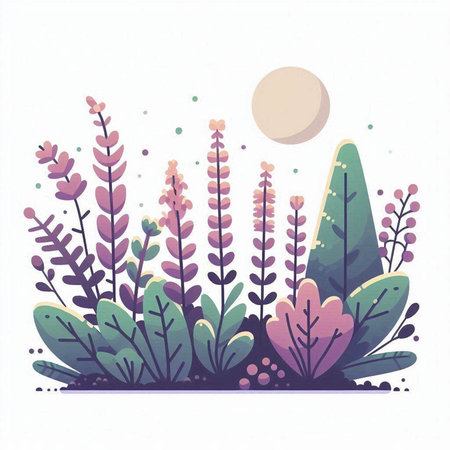 Illustration of flowers and plants in a flat style. Vector illustration.のイラスト素材