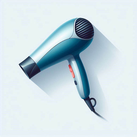 Hair dryer on blue background. Vector illustration. Eps 10のイラスト素材