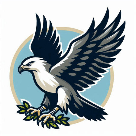 Eagle in a shield with a laurel wreath. Vector illustration.のイラスト素材