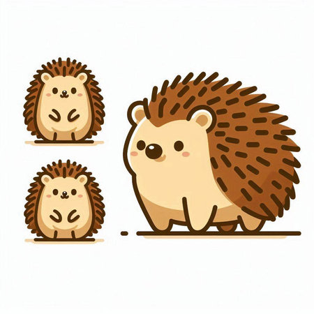 Cute cartoon hedgehogs on white background. Vector illustration.のイラスト素材