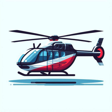helicopter vector illustration isolated on white background. flat style.のイラスト素材