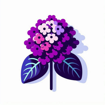 Illustration of a purple hydrangea flower on a white backgroundのイラスト素材