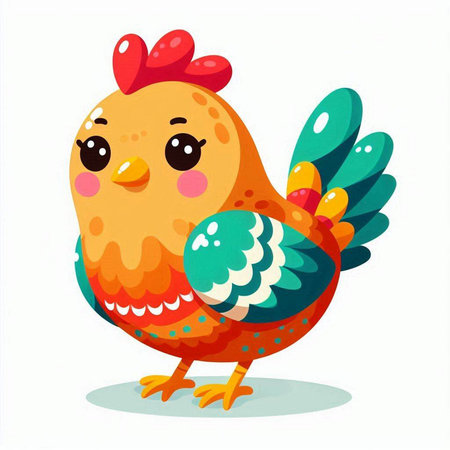 Cute cartoon rooster isolated on white background. Vector illustration.のイラスト素材
