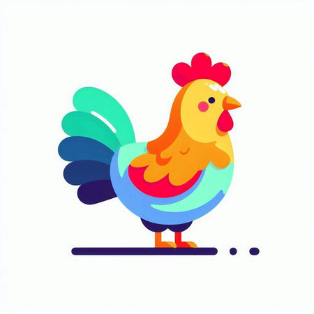 Cartoon rooster. Vector illustration isolated on a white background.のイラスト素材