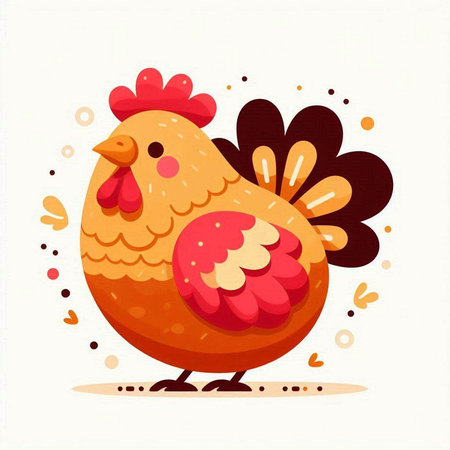 Cute cartoon rooster. Vector illustration on a white background.のイラスト素材