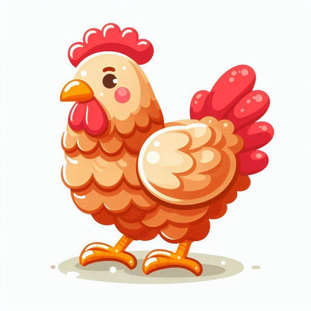 Cute cartoon rooster isolated on white background. Vector illustration.のイラスト素材