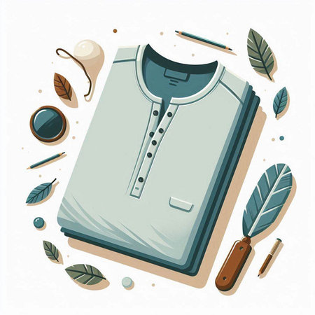 Vector illustration of a men's shirt and accessories. Flat style.のイラスト素材
