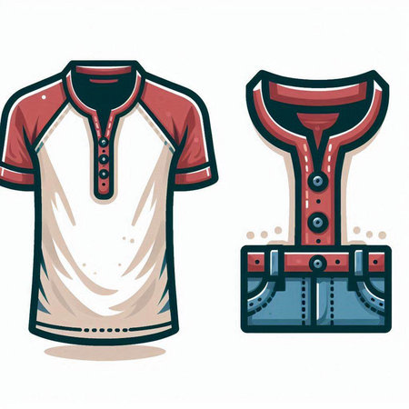 Illustration of a t-shirt with a belt and a collarのイラスト素材