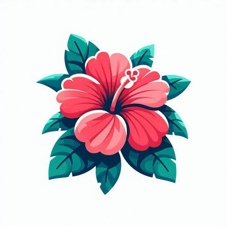 Hibiscus flower isolated on white background. Vector illustration.のイラスト素材