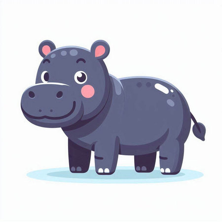 Hippopotamus character. Cute cartoon animal. Vector illustrationのイラスト素材