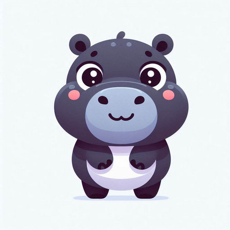 Cute cartoon hippopotamus. Vector illustration of a funny animal.のイラスト素材